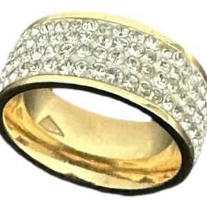 Stainless Steel Gold Tone CZ Ring Size 5